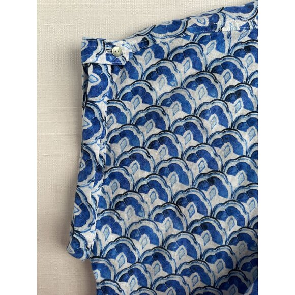 Sigred Olsen 100% Linen Blue & White Short Sleeve Button-Up Top Size 3X - Picture 10 of 12